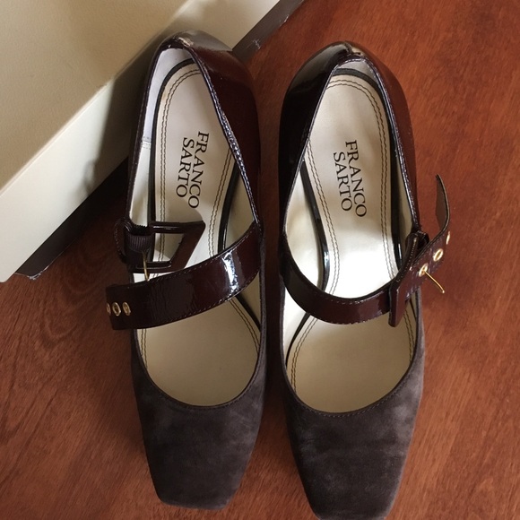 Gorgeous brown patent leather/suede heels, Franco Sarto, 3.25” heel, sz 8 - Picture 5 of 10